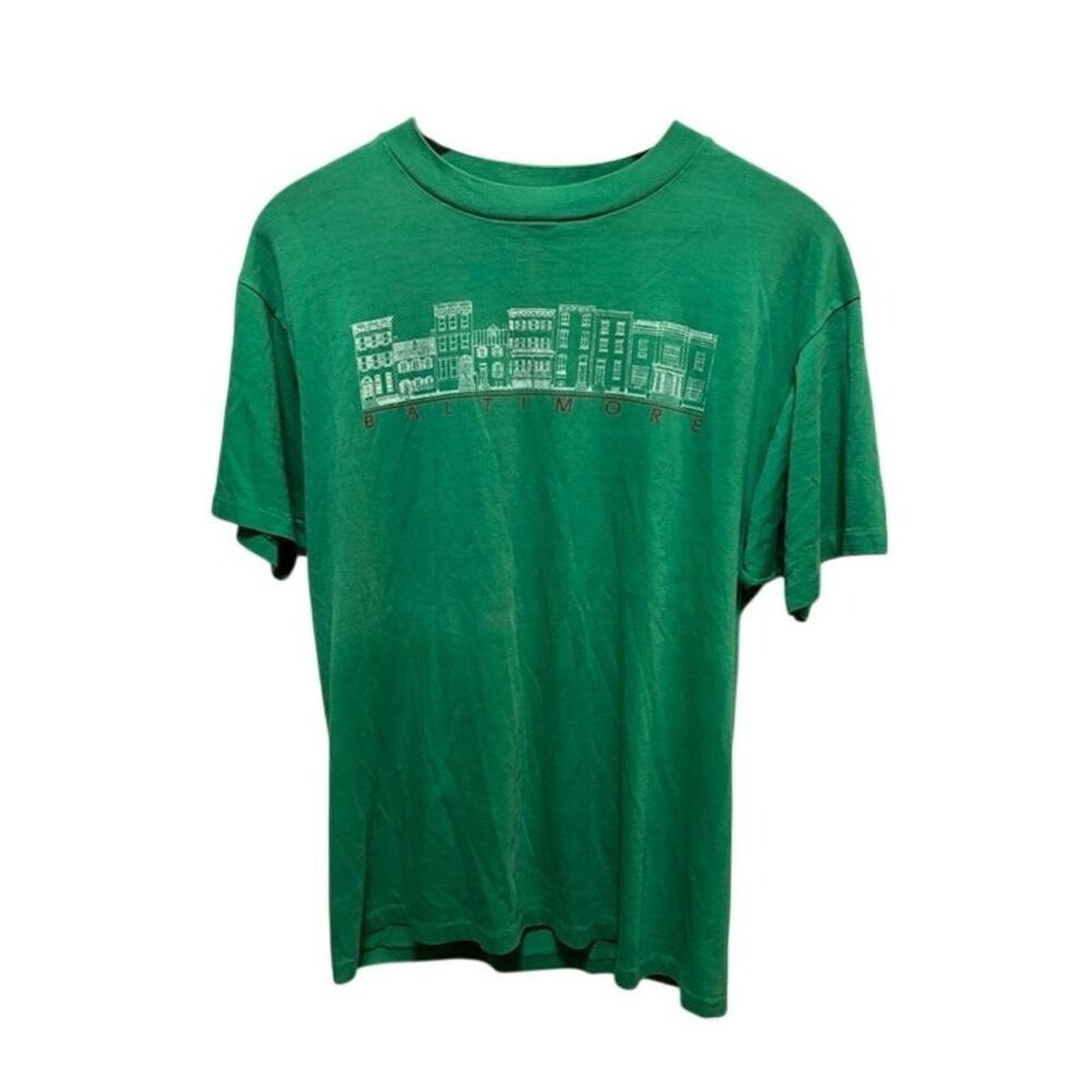 Vintage 80s Baltimore Row House Tee T-Shirt Single Stitch Hanes Fifty-Fifty Sz L